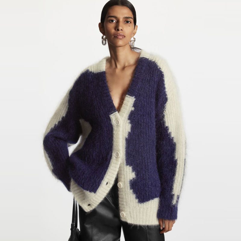Navy blue and white cardigan new arrivals