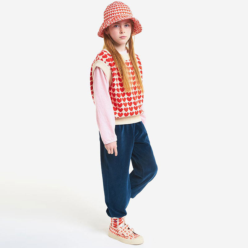 Adorable Heart Jacquard Knit Round Neck Sleeveless Girls Sweater Vest