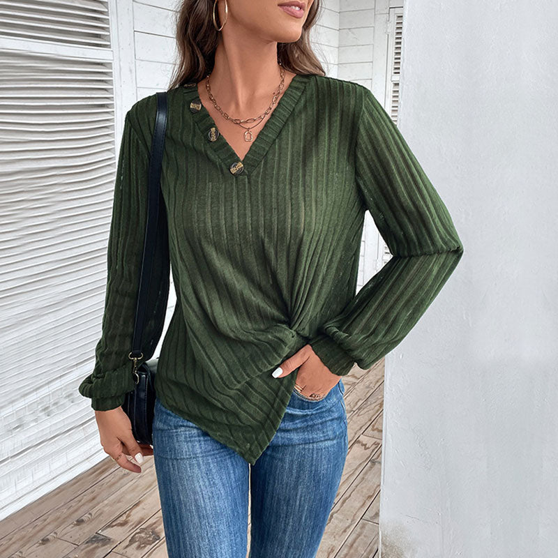 V neck twist front sweater cheap
