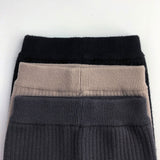 Asymmetric Color Block Striped High Waist Chunky Ribbed Knit Girls Leggings