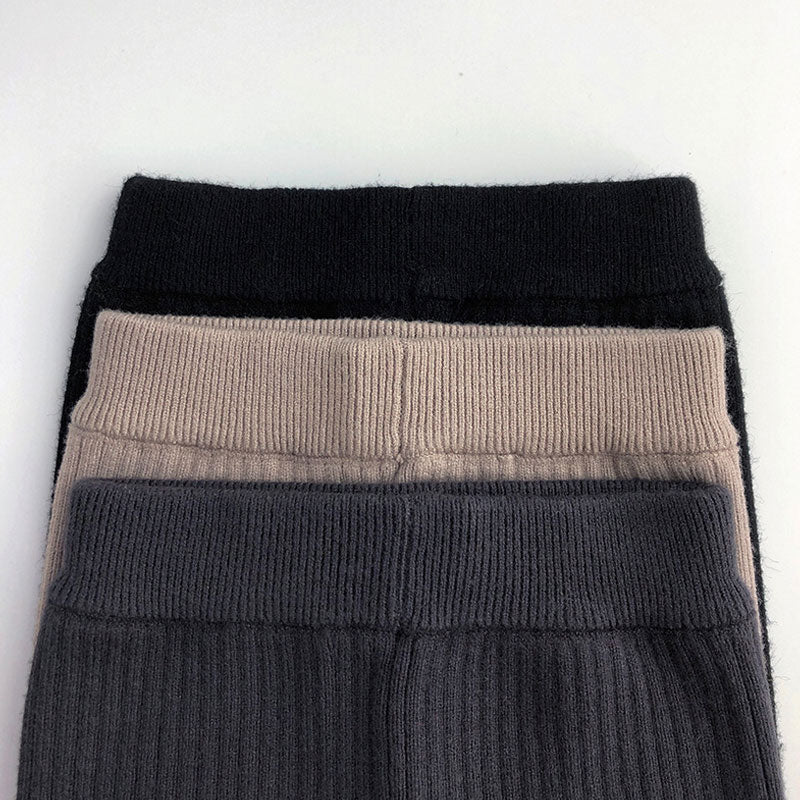 Asymmetric Color Block Striped High Waist Chunky Ribbed Knit Girls Leggings