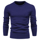 Chic Ribbed Knit Trim Crew Neck Long Sleeve Winter Men Pullover Sweater