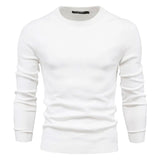 Chic Ribbed Knit Trim Crew Neck Long Sleeve Winter Men Pullover Sweater