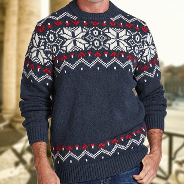 Classic Nordic Fair Isle Crew Neck Long Sleeve Men Christmas Sweater