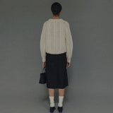 Comfy Wool Blend Fisherman Cable Knit Crew Neck Raglan Sleeve Pullover Sweater