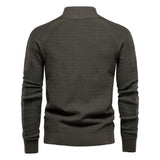 Cool High Neck Long Sleeve Textured Knit Winter Men Button Up Cardigan