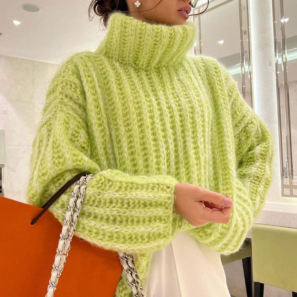 Cozy Brioche Rib Knit Drop Shoulder Bishop Sleeve Oversized