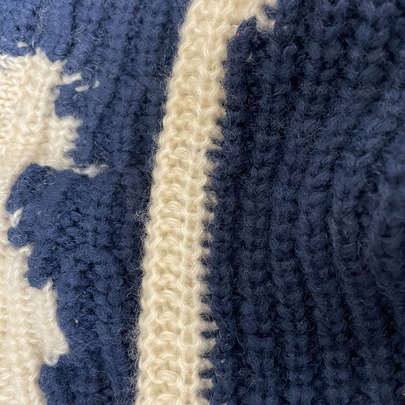 Cozy Navy Blue Color Block V Neck Button Up Mohair Blend