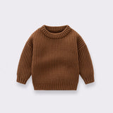 Cozy Crew Neck Long Sleeve Drop Shoulder Brioche Rib Knit Baby Sweater