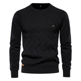 Cozy Geometric Crew Neck Long Sleeve Winter Men Knit Pullover Sweater