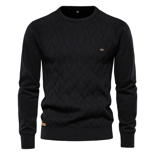 Cozy Geometric Crew Neck Long Sleeve Winter Men Knit Pullover Sweater