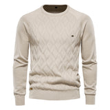 Cozy Geometric Crew Neck Long Sleeve Winter Men Knit Pullover Sweater