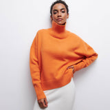 Cozy Solid High Neck Drop Shoulder Long Sleeve Oversized Pullover Knit Sweater
