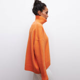 Cozy Solid High Neck Drop Shoulder Long Sleeve Oversized Pullover Knit Sweater
