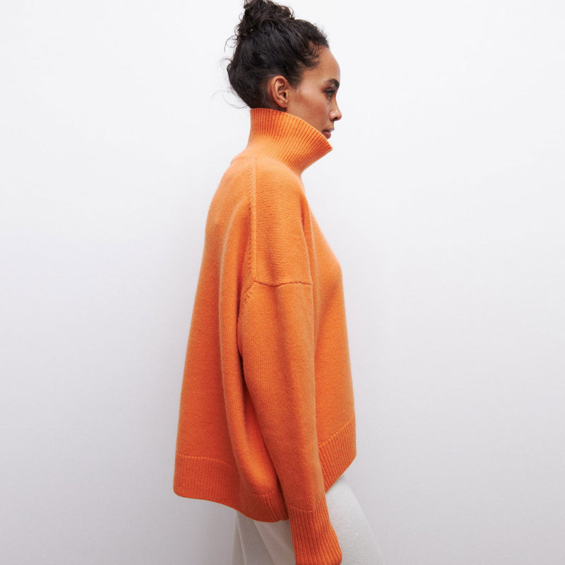 Cozy Solid High Neck Drop Shoulder Long Sleeve Oversized Pullover Knit Sweater