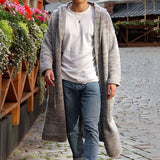 Cozy Solid Hooded Drop Shoulder Open Front Winter Men Duster Cardigan
