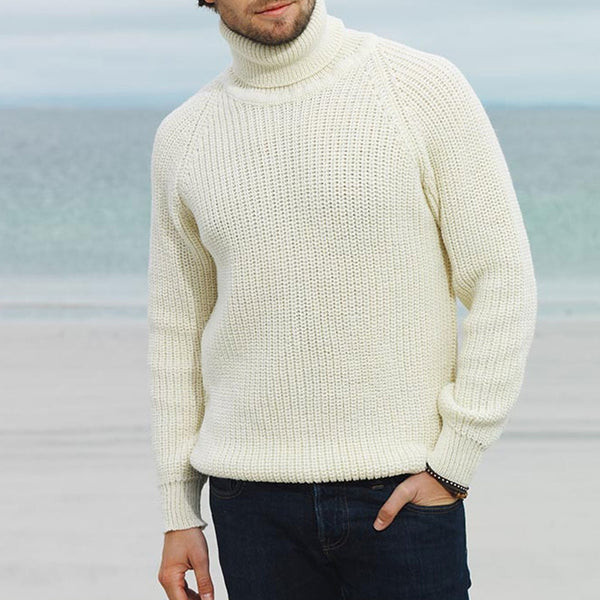 Cozy Turtleneck Raglan Sleeve Chunky Brioche Knit Men Winter Sweater