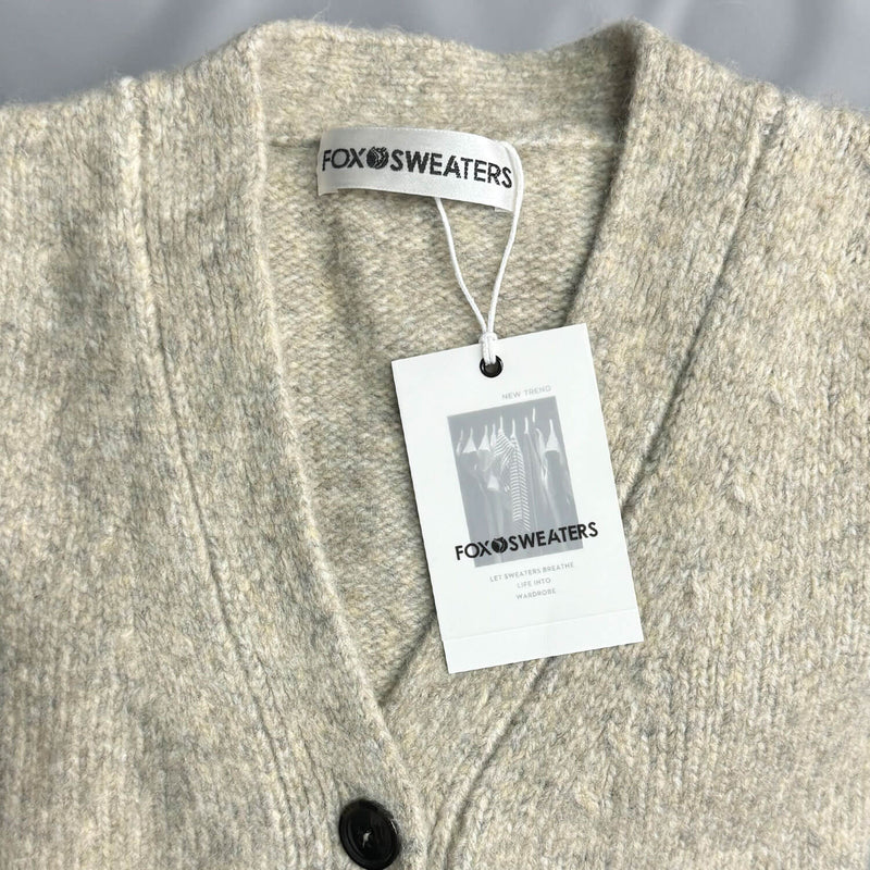Cozy V Neck Button Front Wool and Alpaca Blend Oversized Long Sleeve Knit Cardigan