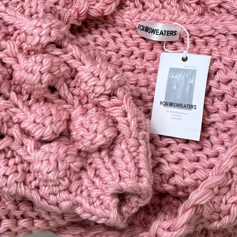 Cute Bubble Sleeve Popcorn Crochet Hand Knit Chunky Yarn Cardigan – Fox ...