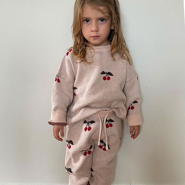 Cute Intarsia Knit Crew Neck Long Sleeve Kids Pullover Sweater