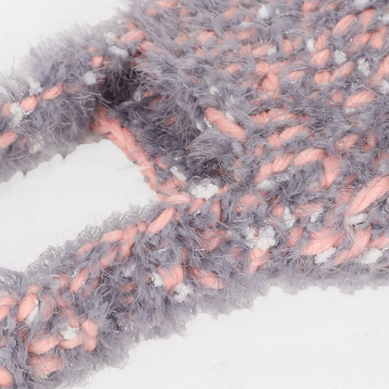 Fluffy Multicolor Chunky Yarn Hand Made Crochet Knit Crossbody Bag