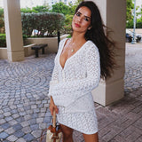 French Girl Crochet Knit Cover Up Cardigan and Mini Skirt Matching Set