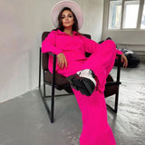 Leisure Knit Half Zip Pullover Sweater and Wide Leg Pants Matching Set