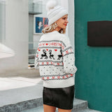 Merry Christmas Crew Neck Love Reindeer Long Sleeve Pullover Sweater