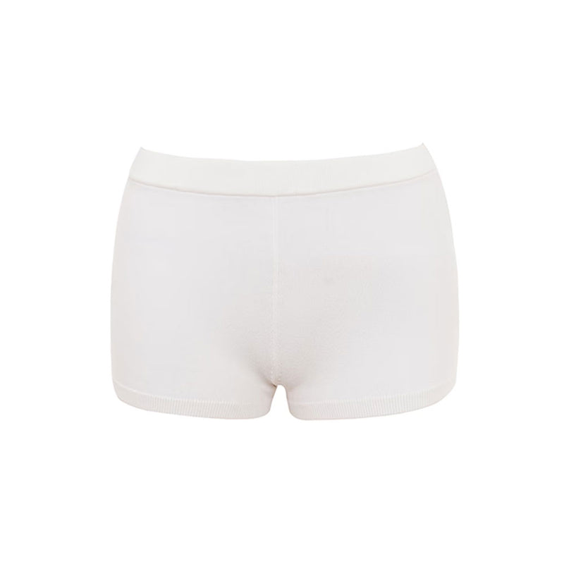 Minimalist Monochrome High Waist Button Side Ribbed Knit Hot Shorts