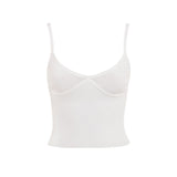 Minimalist Monochrome V Neck Bustline Spaghetti Strap Crop Knit Tank Top