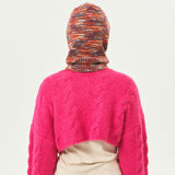 Nordic Style Wool Blend Ribbed Winter Melange Knit Balaclava Hat