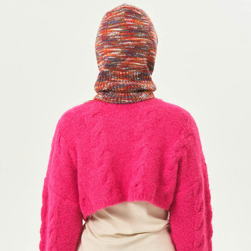 Nordic Style Wool Blend Ribbed Winter Melange Knit Balaclava Hat