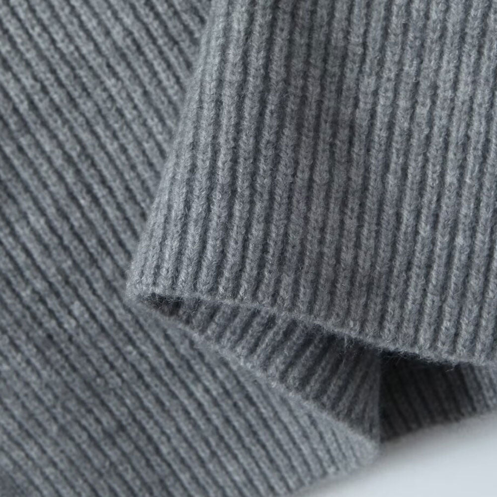 Oversized Ribbed Knit Half Zip Sweater and Wide Leg Knit
