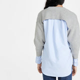 Preppy Rib Knit V Neck Long Sleeve Contrast Layered Pullover Sweater