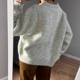 Quiet Luxury Monochrome Crew Neck Button Up Long Sleeve Knit Cardigan