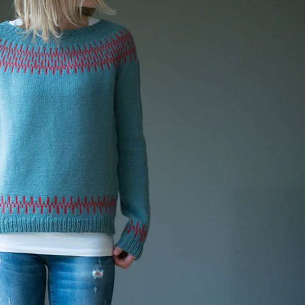 Retro Nordic Fair Isle Geometric Pattern Crew Neck Pullover Christmas Sweater