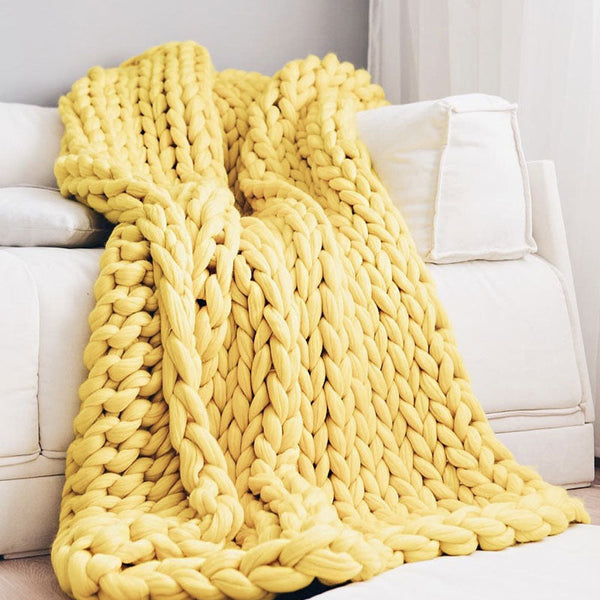 Warm Winter Hand Made Crochet Knit Chunky Yarn Blanket