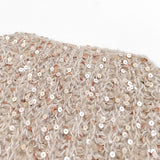 Sparkly Gradient Mohair Crew Neck Drop Shoulder Cropped Sequin Sweater Vest