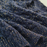 Sparkly Ribbed V Neck Drop Shoulder Linen Cable Knit Sequin Sweater Vest