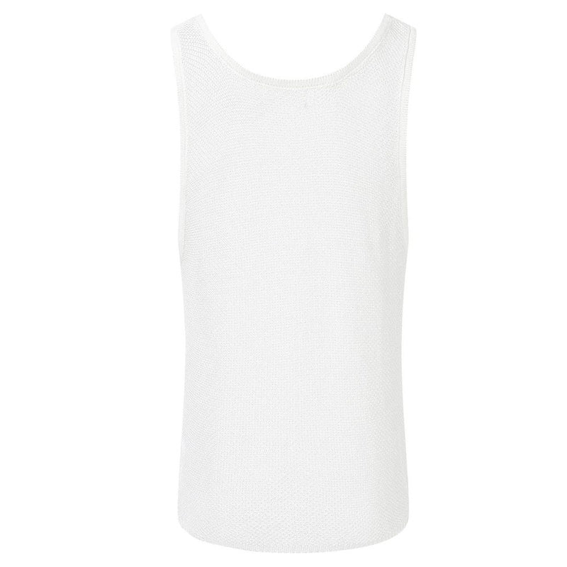 Tasteful Solid Color Sheer Knit Scoop Neck Sleeveless Men Sweater Vest