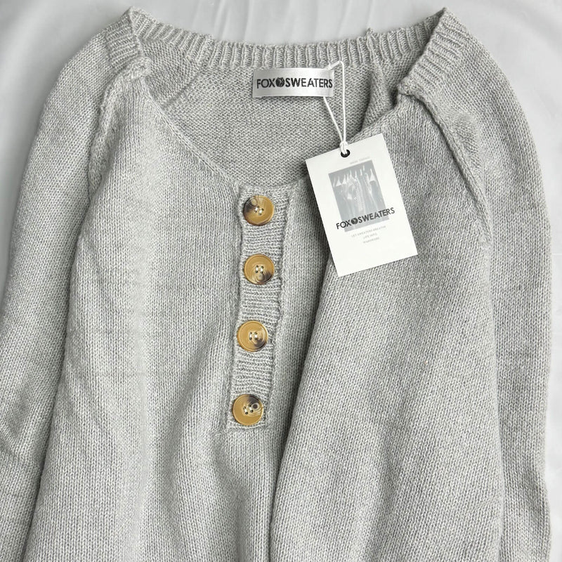 Urban Solid Crew Neck Raglan Sleeve Half Button Men Pullover Sweater