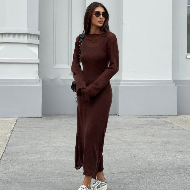 Versatile Scoop Neck Slip and Crew Neck Sheer Cover Up Maxi Dress