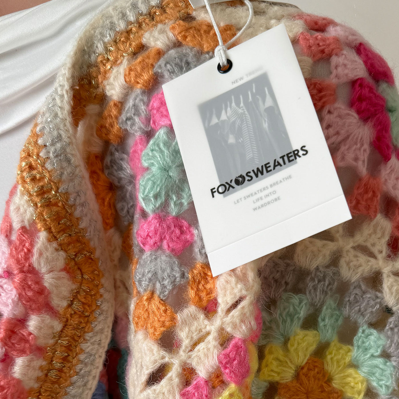 Vintage Boho Oversized Cropped Crochet Granny Square