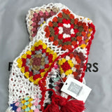 Vintage Hooded Long Sleeve Multicolored Crochet Granny Square Cardigan
