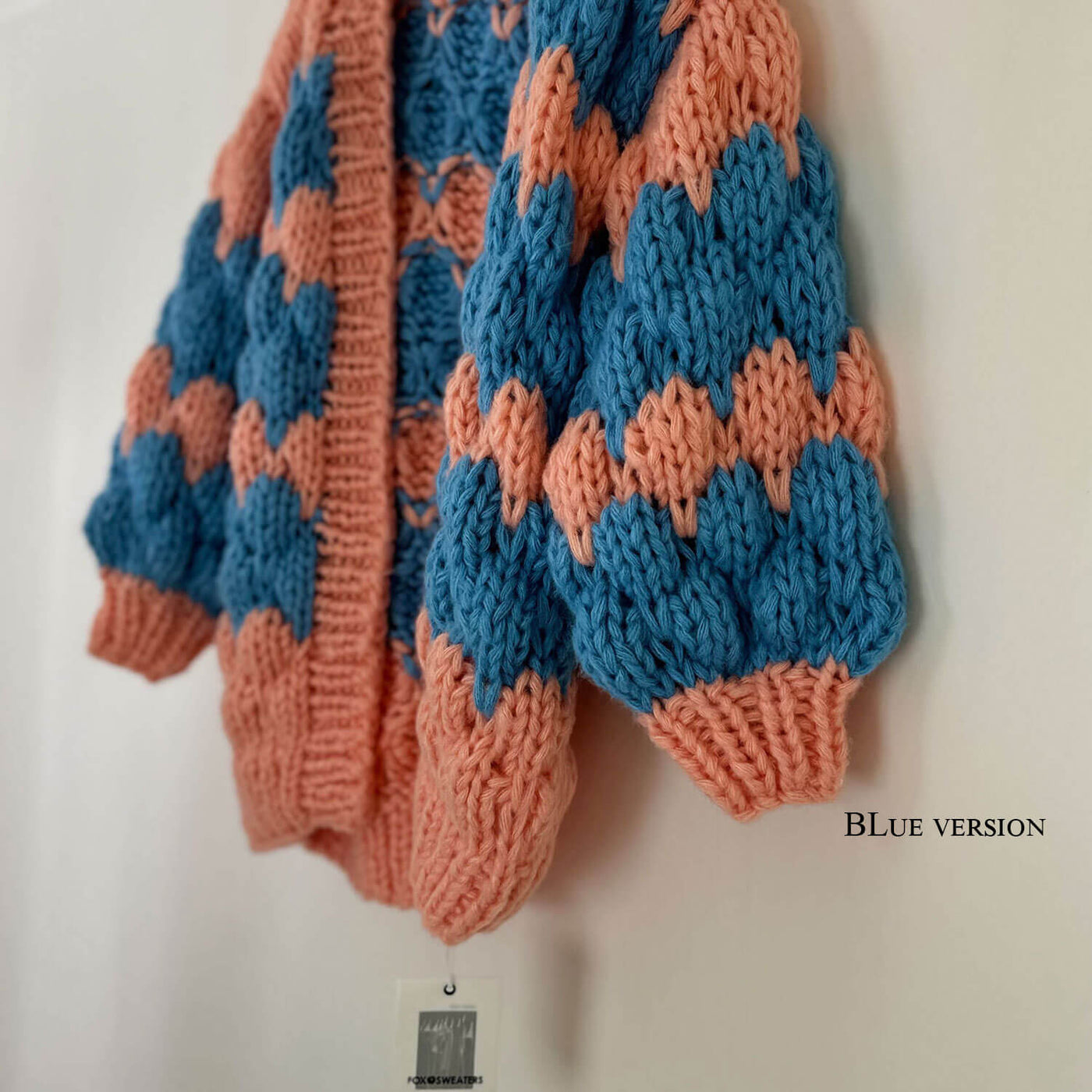 Vintage Oversized Puff Sleeve Hand Knit Chunky Yarn Popcorn