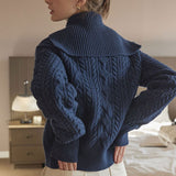 Vintage Sailor Collar Button Up Oversized Cable Knit Fisherman Cardigan