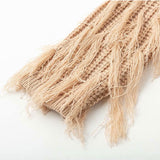 Bohemian Fringe Sleeve Crew Neck Brioche Rib Knit Pullover Sweater