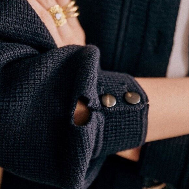 Chic Stand Collar Raglan Sleeve Button Up Wool Blend Knit Cardigan