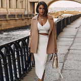 Chic Wrap Effect V Neck Long Sleeve Cropped Rib Knit Sweater
