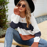 Comfy Oversized Brioche Open Knit Cropped Striped Sweater